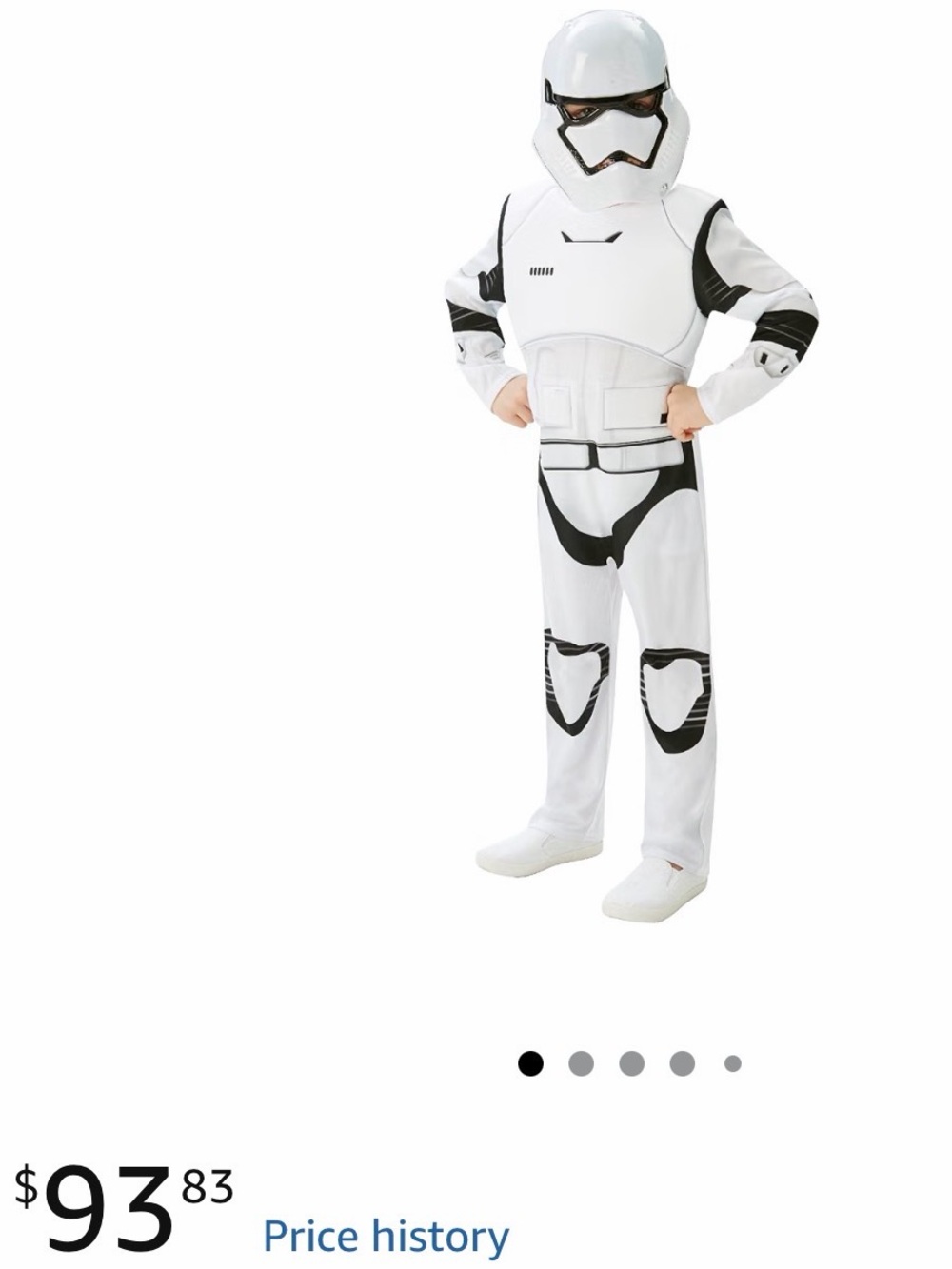 Star Wars White and Black Stormtrooper Costume for Kids with Helmet 8 to 10 year